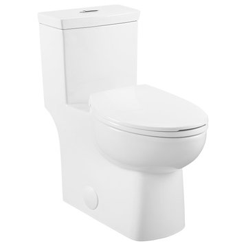 Classe One Piece Toilet Dual Flush 0.8/1.28 gpf, Glossy White