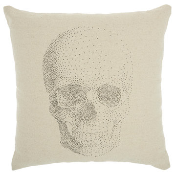 Nourison Nourison Life Styles Printed Skull Natural Throw Pillow