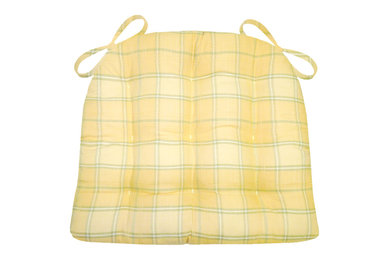 Morning Dew Sunshine Yellow Plaid Traditional Dining Chair Pads