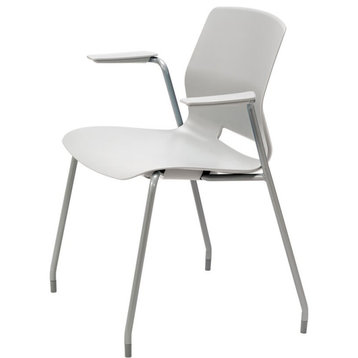 Olio Designs Lola Plastic Stackable Arm Chair in Light Gray