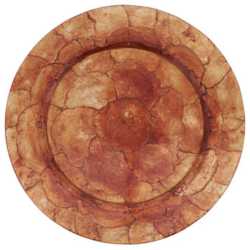Charger Plates With Capiz Shell Design, Set of 4, 13"x13", Copper