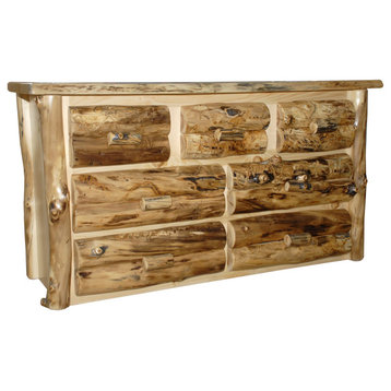 Rustic Aspen Log 7-Drawer Dresser