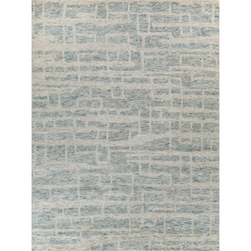 Aldridge Hand-Knotted Wool and Bamboo Silk Light Blue/Ivory Area Rug, 12'x15'