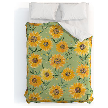Deny Designs Ninola Design Countryside Sunflowers Summer Green Bed in a Bag, Que