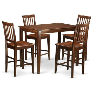 5-Piece Dining Counter Height Set, Pub Table And 4 Dining Chairs