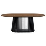 Armen Living - Pasadena 79" Wood Oval Dining Table With Walnut Finish and Black Base - Introducing the Pasadena 79-inch Wood Oval Dining Table, a contemporary centerpiece designed to redefine your indoor dining experience. Finished in a sleek Walnut Wood, this table effortlessly marries style and functionality, making it the ideal addition to any modern dining room or kitchen setting. Crafted with meticulous attention to detail, the oval shape of the table brings a touch of sophistication, creating a dynamic focal point for gatherings in your dining room. With a generous tabletop length of 79 inches, this dining room table provides ample space for family dinners or entertaining guests. The Walnut Wood Finish adds a layer of elegance, enhancing the contemporary aesthetic that effortlessly integrates into various interior styles. Perfect for any space, the Pasadena dining table is not just about style; it's also a practical solution for those in search of a medium dining table that doesn't compromise on sophistication. The seamless fusion of form and function makes it an inviting addition to both casual family meals and formal dinner parties. Elevate your dining experience with the Pasadena 79-inch Wood Oval Dining Table, where contemporary design meets the practical demands of modern living. The Pasadena Dining Table is also available in an all black finish or natural Oak base with natural Oak tabletop, and all three color options are available as 47-inch round tables.