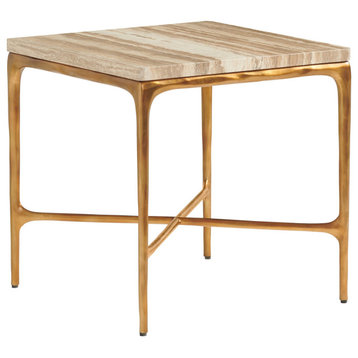 Menlo Park Metal End Table With Stone Top