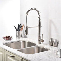 Quilmes Brushed Nickel Kitchen Sink Faucet with Pull Down Sprayer - Kitchen Faucets