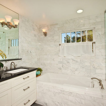 Birch White Shaker Bathroom Black Quartz