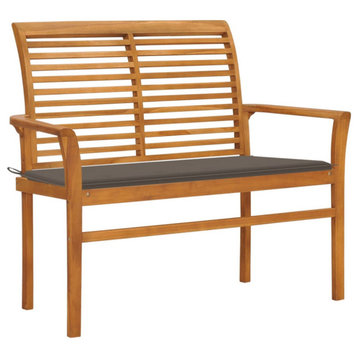 vidaXL Garden Bench With Taupe Cushion 44.1" Solid Teak Wood