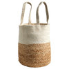 12.5" Handmade Natural Jute and Cotton Basket Planter