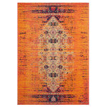 Safavieh - Safavieh Monaco Collection MNC209 Rug, Orange/Multi, 5'1" X 7'7" - Free-spirited and vibrantly colored, the Safavieh Monaco Collection imparts boho-chic flair on fanciful motifs and classic rug designs. Contemporary decor preferences are indulged in the trendsetting styling and addictive look of Monaco. Power-loomed using soft, durable synthetic yarns creating an erased-weave patina that adds distinctive character to room decor.