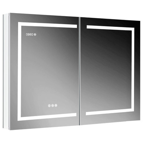 LED Medicine Cabinet With Defog, Dimmer, Makeup Mirror, Outlets, 48x32