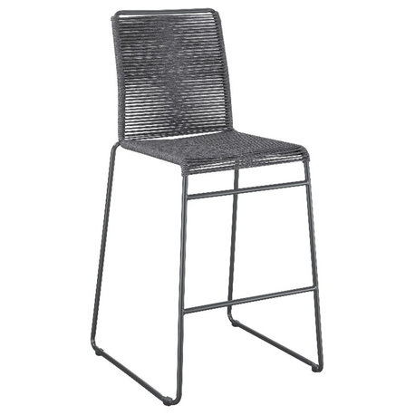 Pemberly Row Contemporary Metal Bar Stools with Footrest in Charcoal