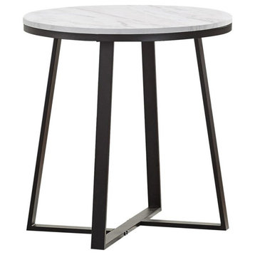 Coaster Metal Base Round End Table White and Matte Black