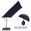 8.5Ft Square 32 LED Solar Cantilever Patio Umbrella Outdoor Hanging Tilt Navy