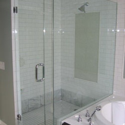 Framless Return Shower Doors with Knee Walls - Shower Doors