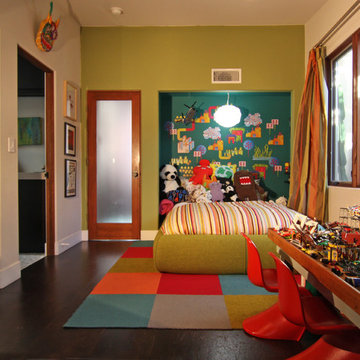 Green Walls and Pops of Color for a Fun Kid Room
