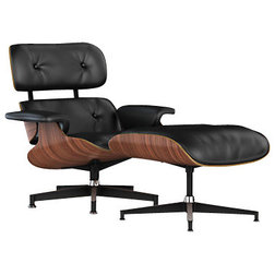Midcentury Armchairs And Accent Chairs Herman Miller Eames Chair With Ottoman, Walnut Frame, Standard Leather