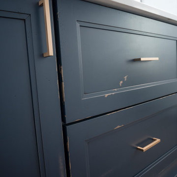 Hickory & Blue Modern Farmhouse Kitchen with Heritage Painted Blue Kitchen Islan