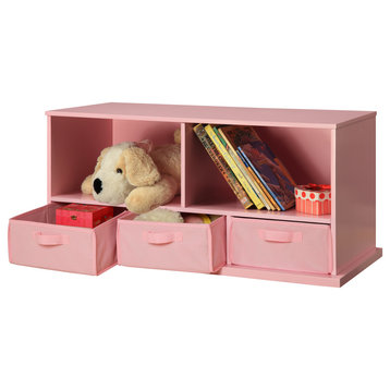 Shelf Storage Cubby With Three Baskets, Pink