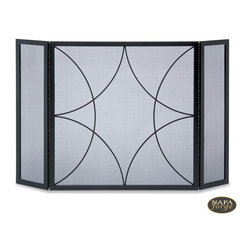 Forged Diamond Tri Panel Screen in Black - Fireplace Accessories