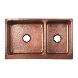 36" TEGAN 70/30 OFFSET DOUBLE-BOWL COPPER FARMHOUSE SINK - Products