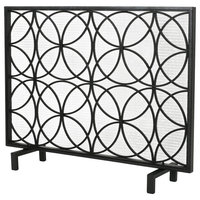Veritas Single Panel Black Iron Fireplace Screen, Black