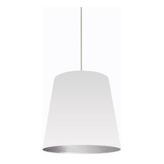 Odette 1-Light Oversized Drum Pendant, White on Silver