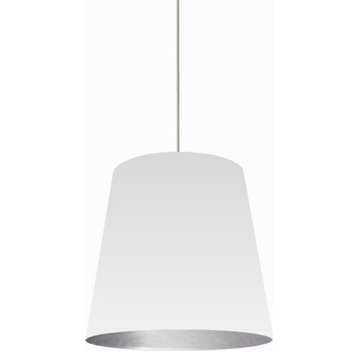 Odette 1-Light Oversized Drum Pendant, White and Silver