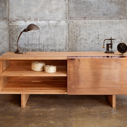 LAXseries Entertainment Shelf with polished copper cover panel - Entertainment Centers And Tv Stands