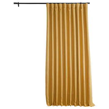 Faux Linen Extra Wide Room Darkening Curtain Single Panel, Dandelion Gold, 100"x96"