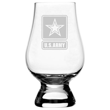 United States Army Etched Glencairn Crystal Whiskey Glass