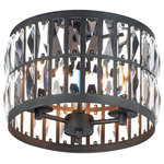 Maxim Lighting - Madeline 3-Light Flush Mount, Black - Rectilinear Beveled Crystals bejewel a Matte Black frame creates stark contrast to this radiantly prismatic display of light. The bound crystal is fixed to the frame to reduce time spent dressing the fixture.