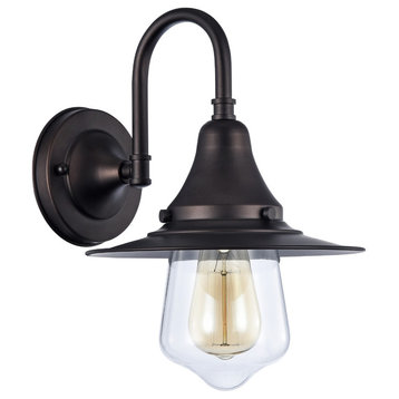 IRONCLAD, Industrial-style 1 Light Rubbed Bronze Wall Sconce, 9" Wide
