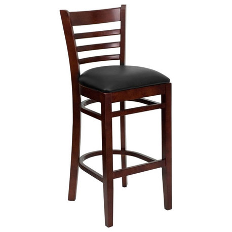 Flash Furniture Wood Restaurant Bar Stool in Black and Mahogany