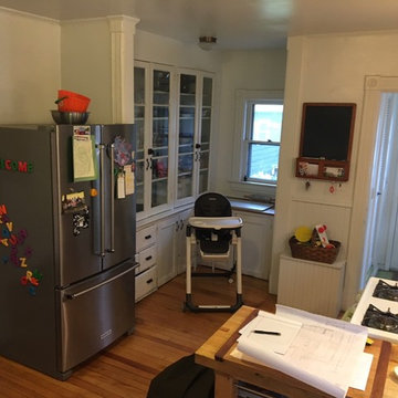 Grey Shaker Kitchen with Cherry Open Shelves
