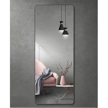 H67" Matte Black Aluminum Frame Fluu Length Mirror