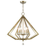 Livex Lighting - Diamond Chandelier, Antique Brass - The Diamond six light antique brass chandelier lets you explore a new facet of your design sense. Shaped like a diamond, this contemporary six light chandelier is like jewelry for your home's interior.