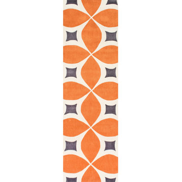 Hand-Tufted Gabriela Area Rug, Deep Orange, 2'6"x6' Runner
