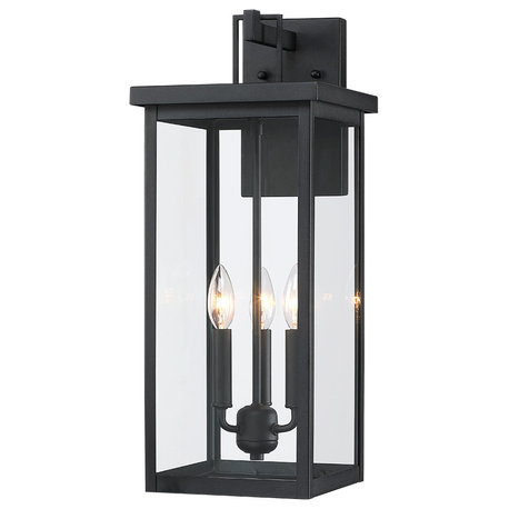 3-Light 22.5" Large Black Outdoor Wall Lantern Sconce Light