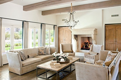 Design ideas for a traditional living room in Phoenix with white walls.