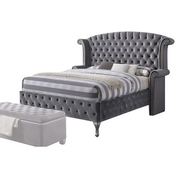 Rebekah Upholstered Bed, Gray, Queen