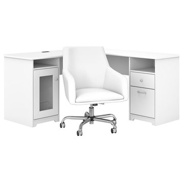 Bush Cabot Engineered Wood Computer Desk and Chair Set in White