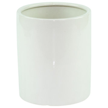 Small Ceramic Pot Cylinder Planter 6'' White