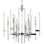 Hudson Valley Lighting - Bari, Twelve Light Chandelier, Polished Nickel Finish, Clear Glass - Stunning Italian lighting is synonymous with a glamorous mix of materials, set in a shimmering matrix of linear metalwork. Bari pays homage to Italy's mid-century design icons with its multi-tiered composition of polished glass rods, perpendicular flat metal arms, and super skinny lamp holders. Cylindrical tungsten Bulbs (Not Included) provide attractive accents, sleekly integrated to the fixtures' form.