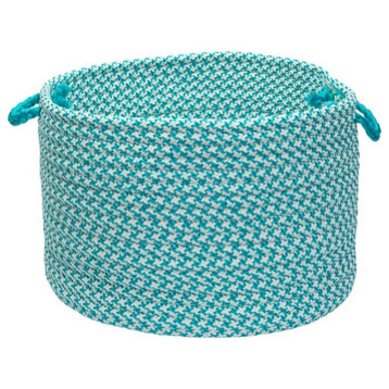 Houndstooth Bright Edge - Turquoise 24x14 Basket