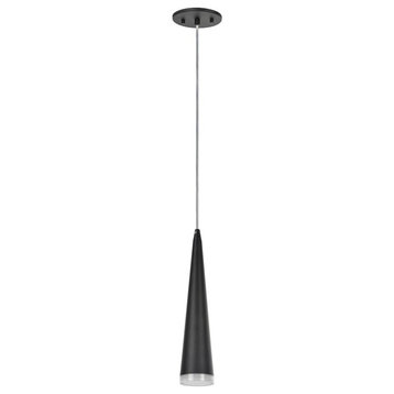 61022 Adjustable LED 1-Light Hanging Mini Pendant Ceiling Light, Matte Black