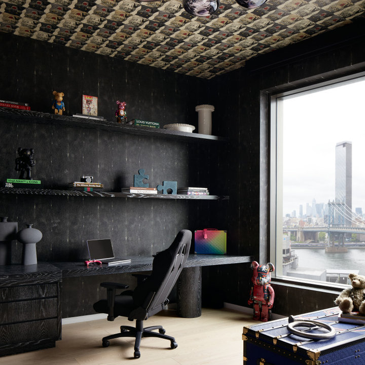 75 Beautiful Home Office with Black Walls Ideas &amp; Designs - February ...