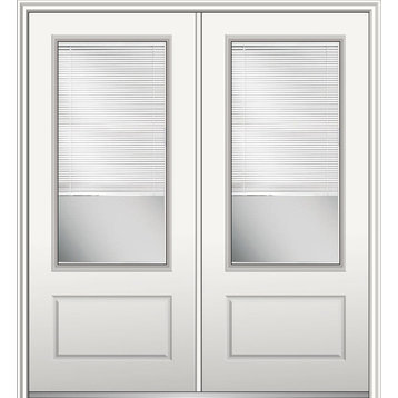 Internal Blinds Fiberglass Double Door 3/4-Lite, 74", Hand In-Swing: Left